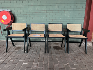 4x Eetkamerstoel Rattan/hout , Woood, Gunn, Zwart / Bruin